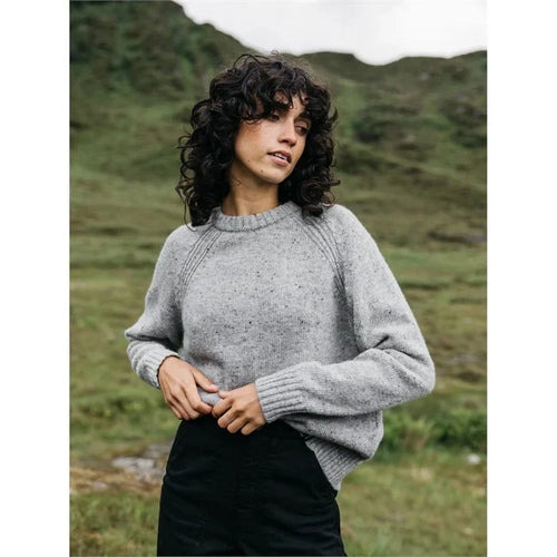 Women's Farne Crew Neck Knit Sweater in Dove Grey - FINISTERRE