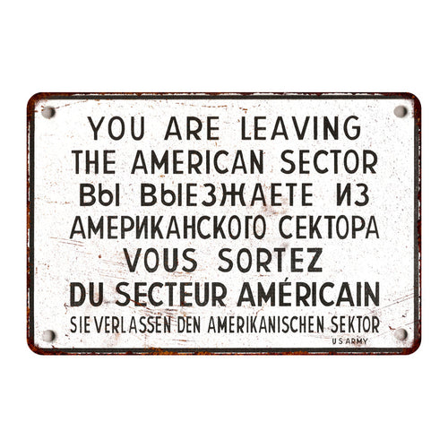 Vintage WWII Berlin Cold War Allied military metal sign for man caves and history displays