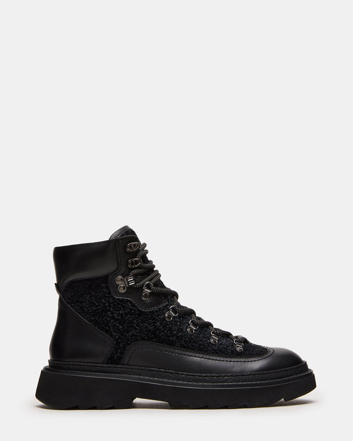 YOSEMITE Black Multi Lace-Up Lug Men's Ankle Boot | Steve Madden