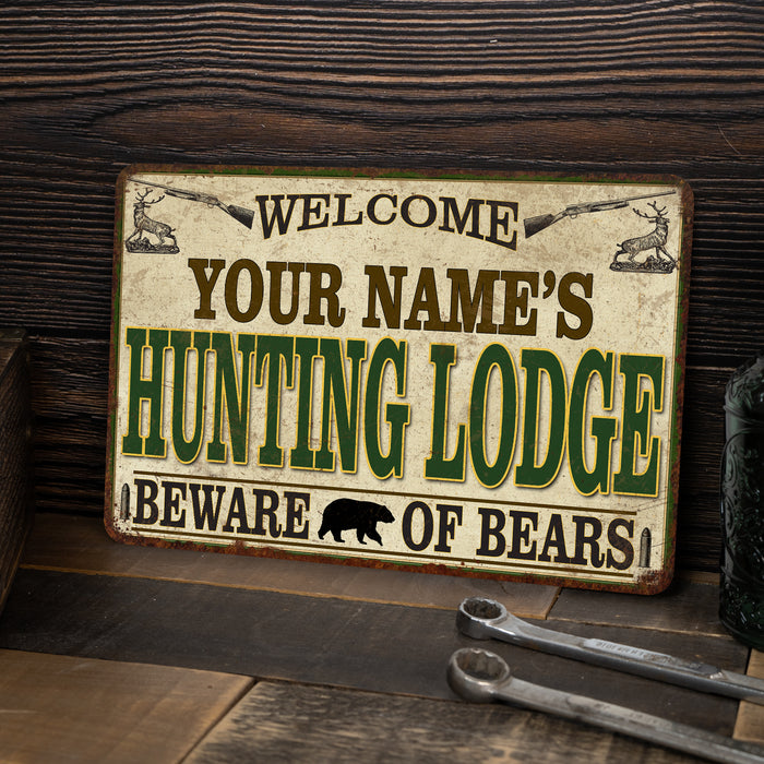 Your Name Personalized Hunting Lodge Sign Metal Man Cave Cabin Wall Decor