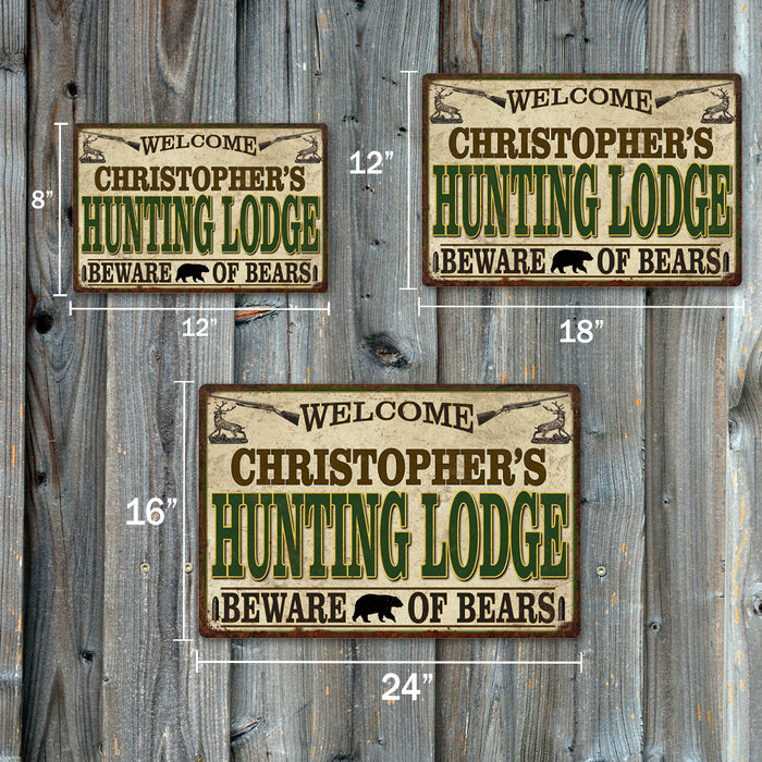 Your Name Personalized Hunting Lodge Sign Metal Man Cave Cabin Wall Decor