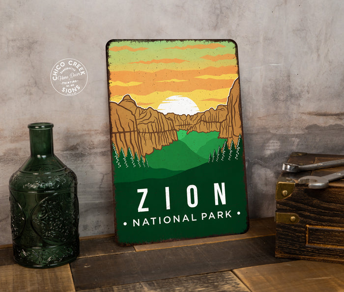 Zion National Park Sign Rustic Looking Wall Decor Cabin Decorative Signs Utah