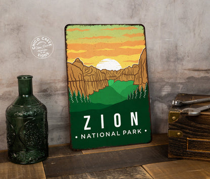 Zion National Park Sign Rustic Looking Wall Decor Cabin Decorative Signs Utah